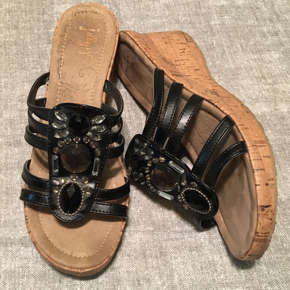 Black wedge sandals - Jellypop Size 9M